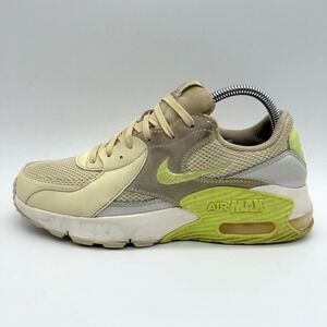 Nike Air Max Excee Shoes Womens 8.5 Alabaster Lemon Yellow Suede Mesh Sneakers